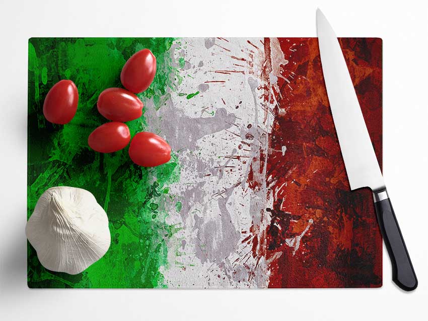 Grunge Flag Of Italy Glass Chopping Board