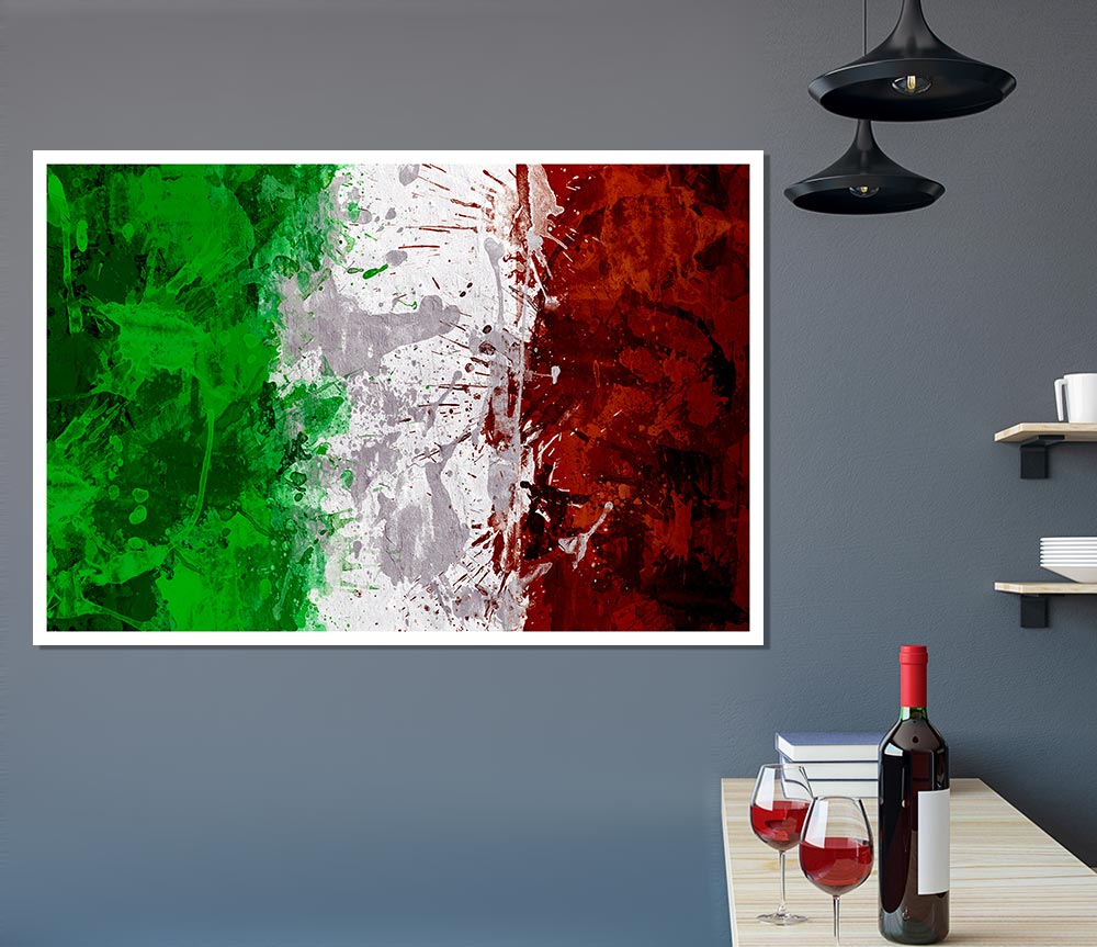 Grunge Flag Of Italy Print Poster Wall Art