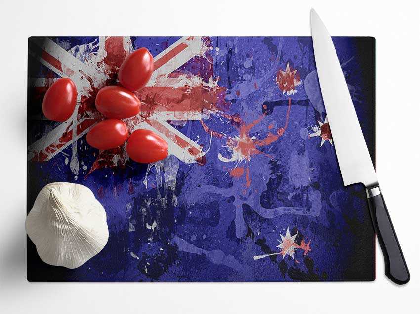 New Zealand Flag Grunge Glass Chopping Board