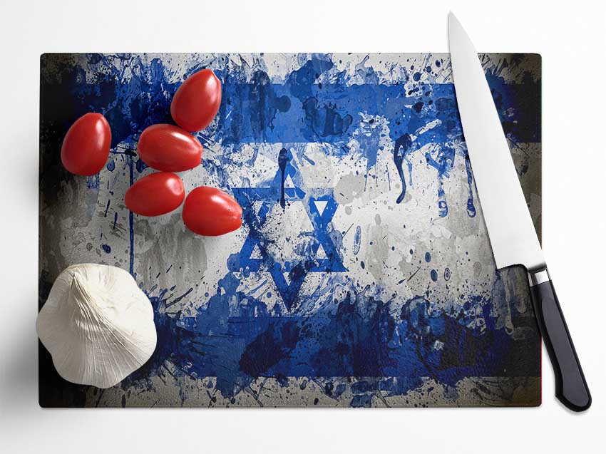 Israel Flag Glass Chopping Board