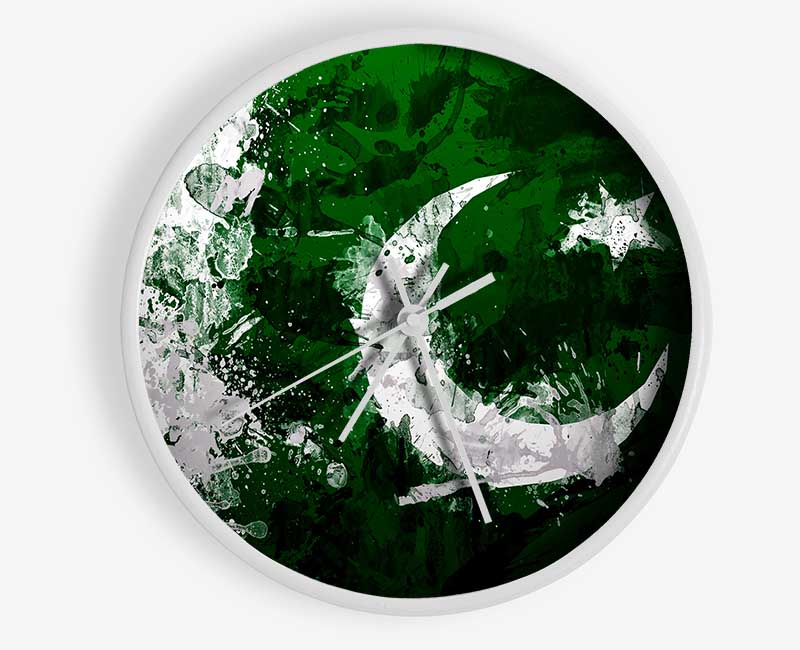 Pakistan Flag Grunge Clock - Wallart-Direct UK