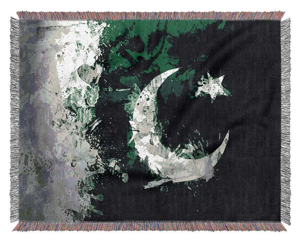Pakistan Flag Grunge Woven Blanket