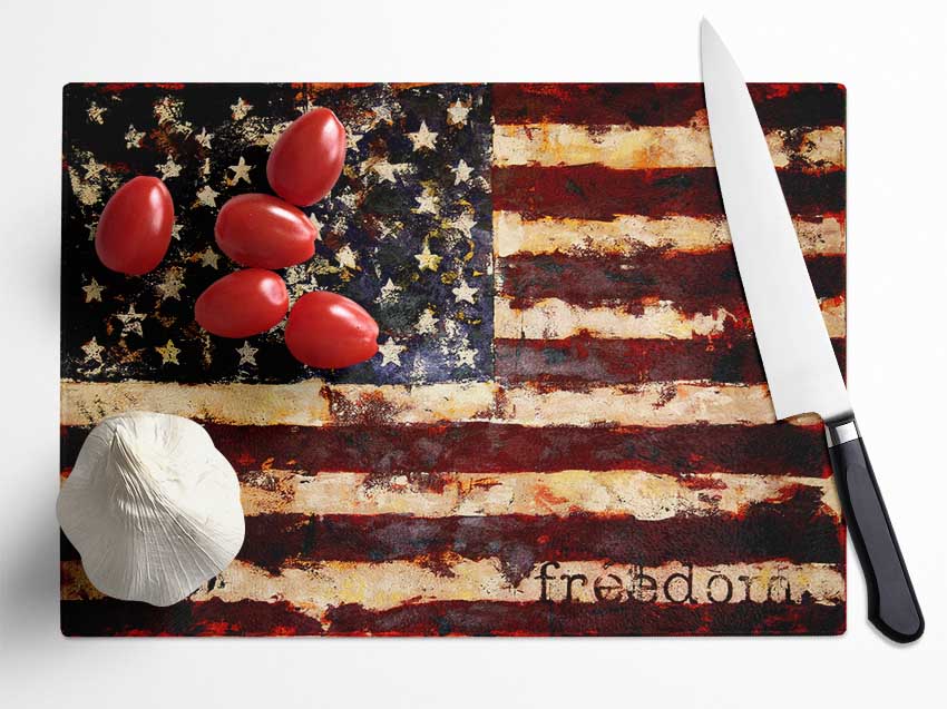 Freedom Flag Usa Glass Chopping Board