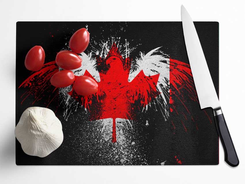 Canadian Eagle Flag Glass Chopping Board