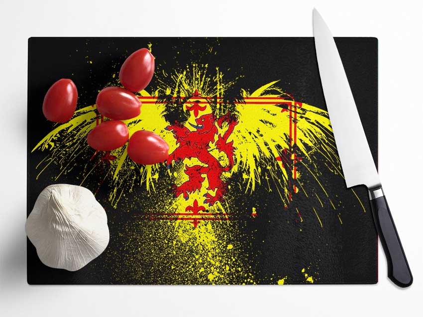 Welsh Flag Eagle Glass Chopping Board