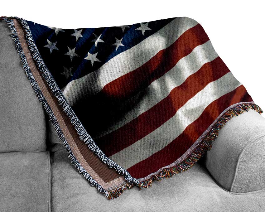 American Usa Flag Woven Blanket