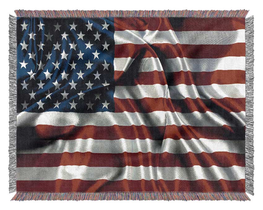 American Usa Flag Woven Blanket