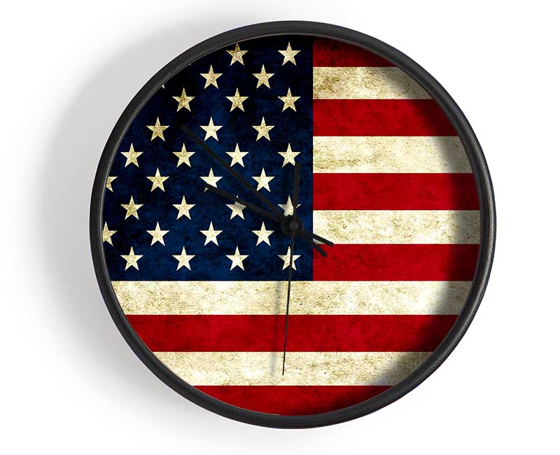 Grunge Flag Of America Clock - Wallart-Direct UK