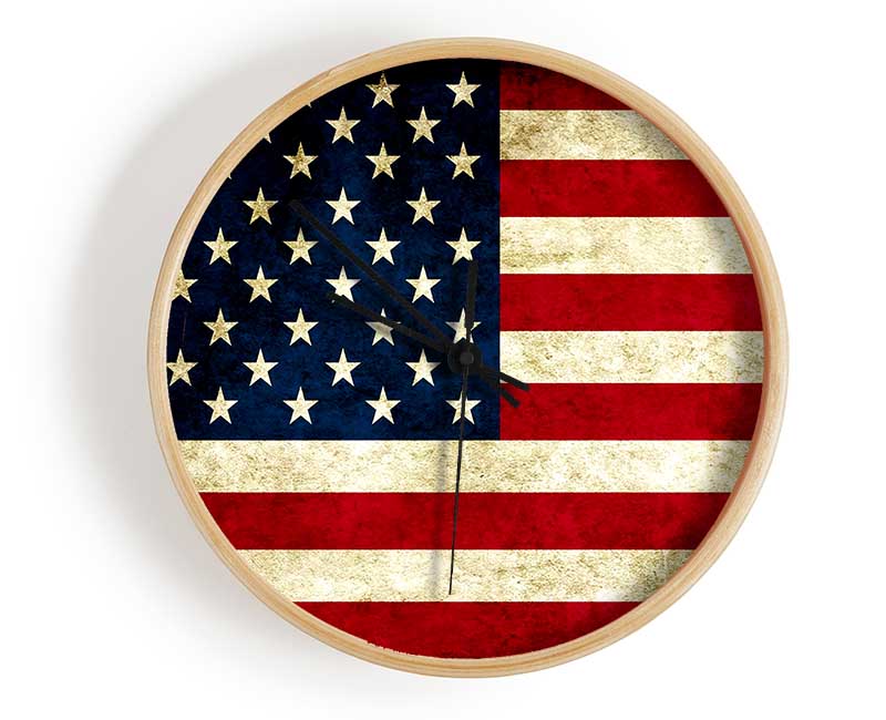 Grunge Flag Of America Clock - Wallart-Direct UK