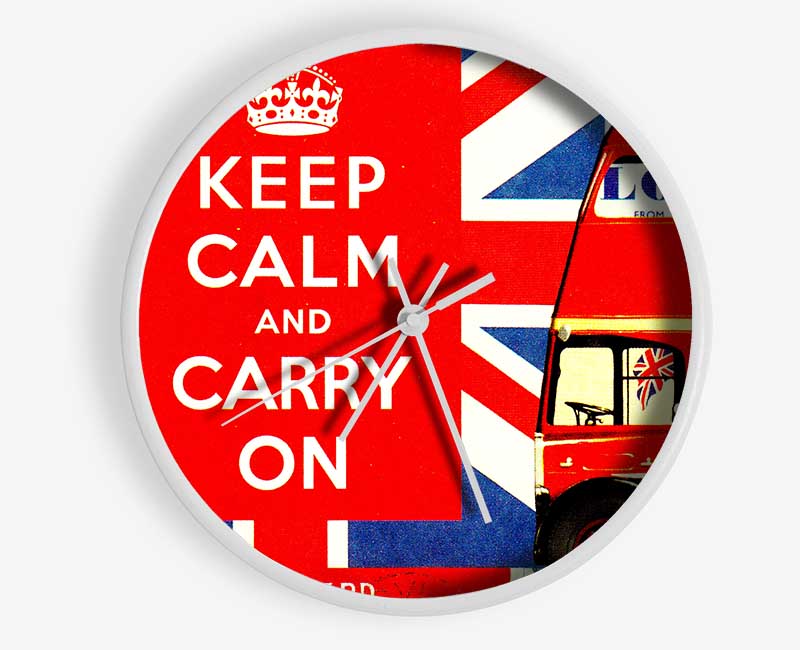 Uk Flag And Bus Clock - Wallart-Direct UK