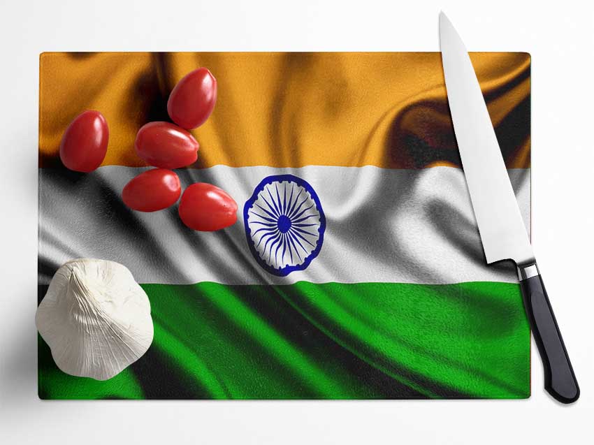 Indian Flag Glass Chopping Board