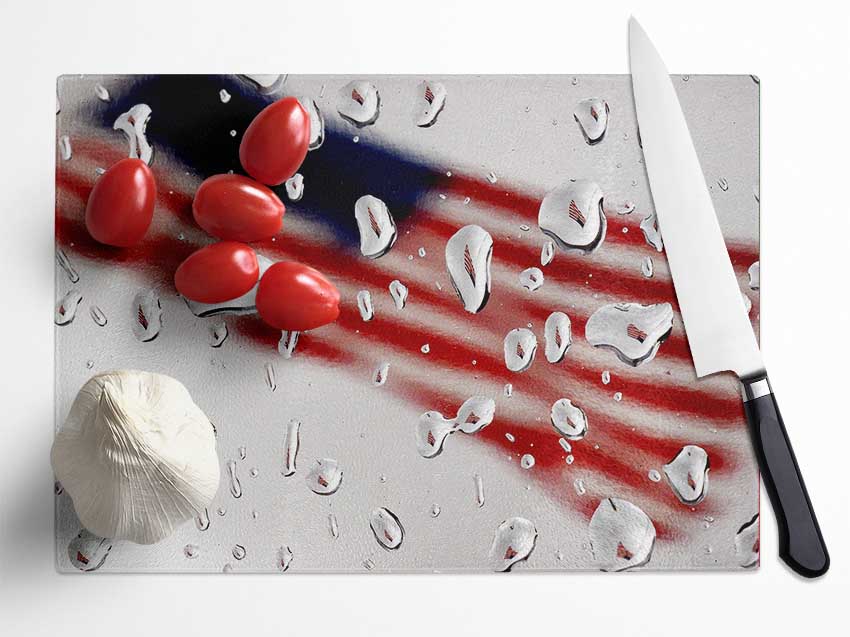 American Flag Droplet Glass Chopping Board