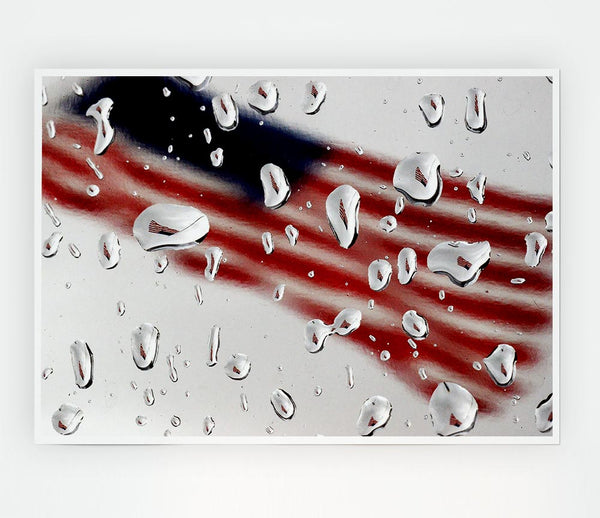 American Flag Droplet Print Poster Wall Art