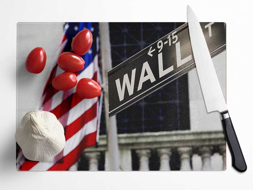 Wall Street Flag Glass Chopping Board