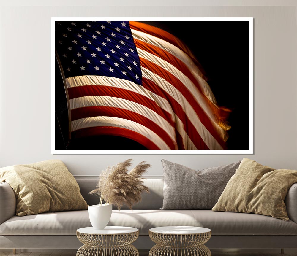 Flag Of America Print Poster Wall Art