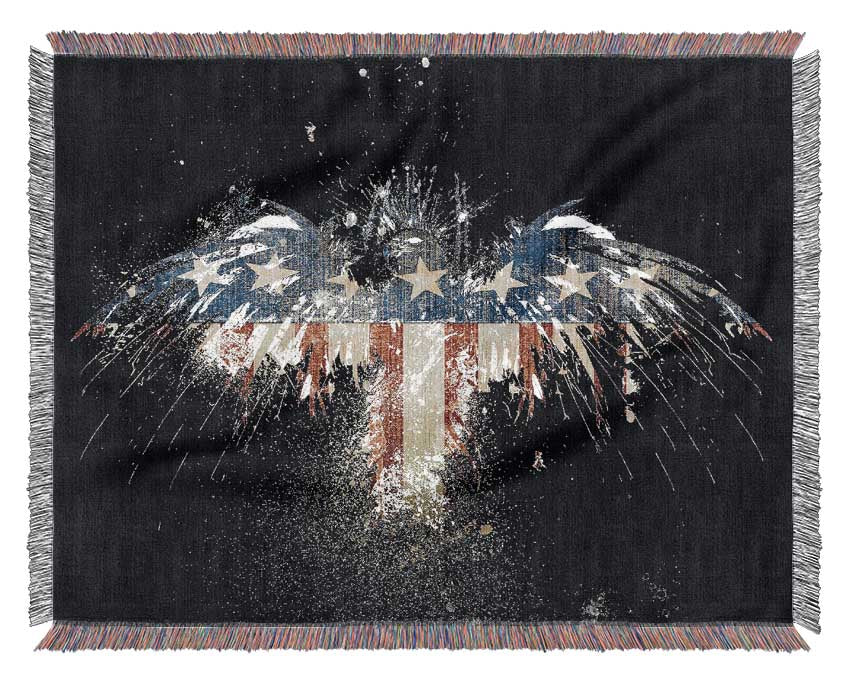 American Flag Eagle Woven Blanket