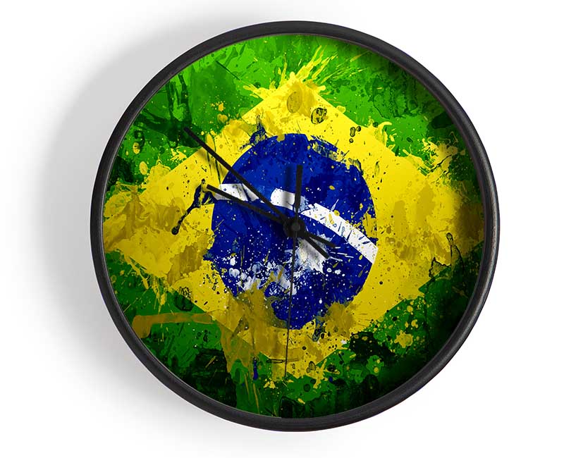 Brazilian Flag Grunge Clock - Wallart-Direct UK