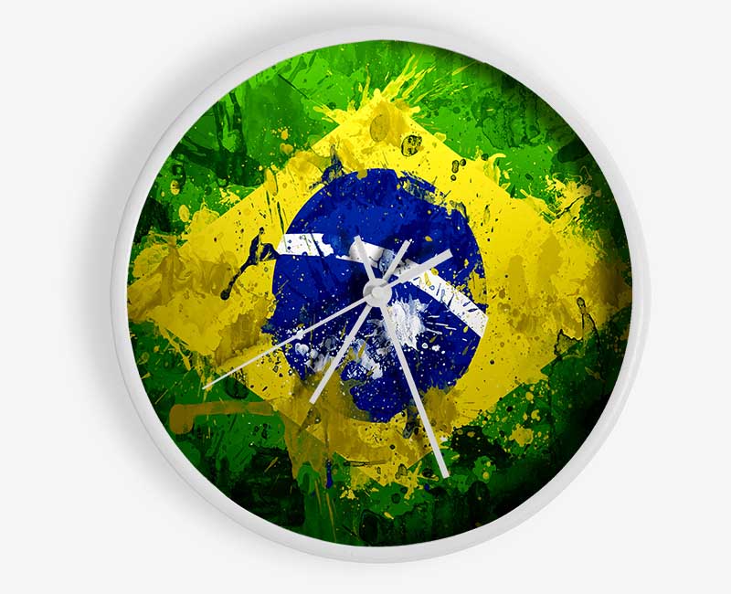 Brazilian Flag Grunge Clock - Wallart-Direct UK