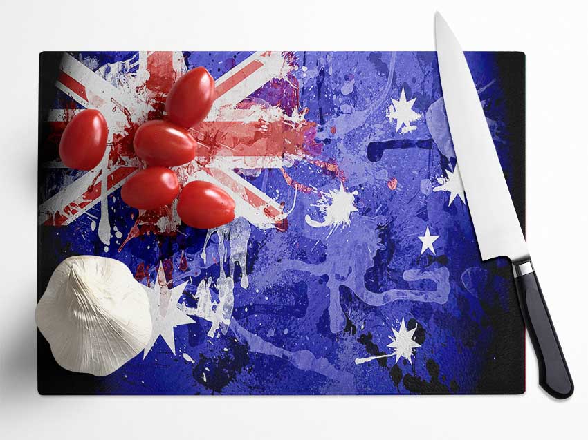 Australian Grunge National Flag Glass Chopping Board