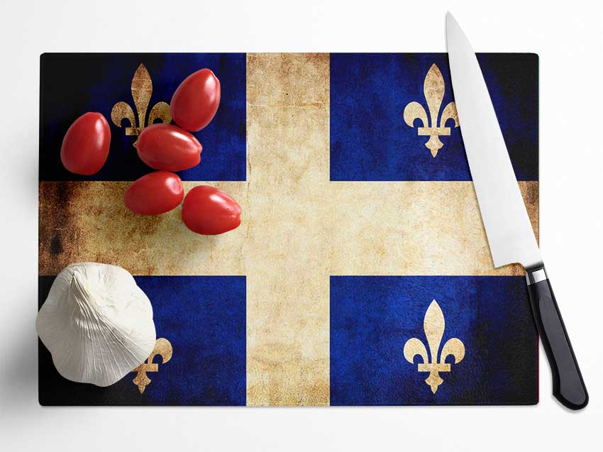 Canada Quebec Flag Glass Chopping Board