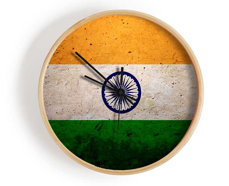 Indian Grunge Flag Clock - Wallart-Direct UK