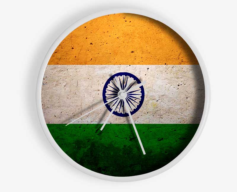 Indian Grunge Flag Clock - Wallart-Direct UK