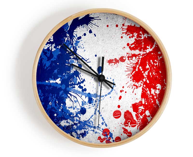French Flag Grunge Clock - Wallart-Direct UK