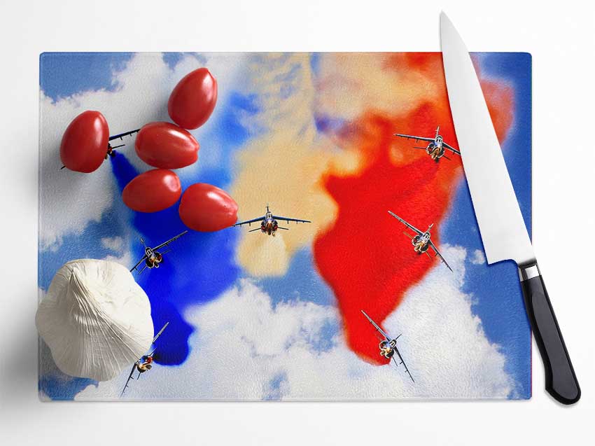 French Airshow Colours Glass Chopping Board