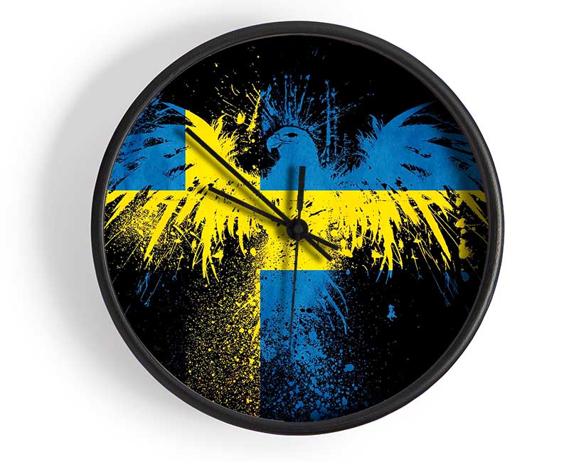 Swedish Flag Eagle Clock - Wallart-Direct UK