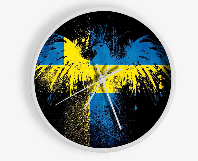 Swedish Flag Eagle Clock - Wallart-Direct UK