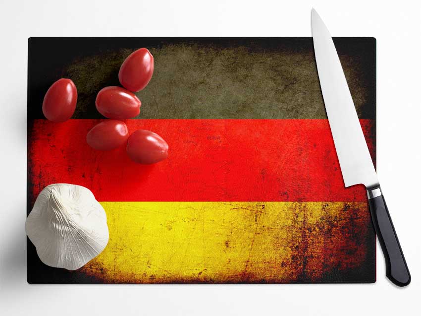Germany Flag Grunge Glass Chopping Board