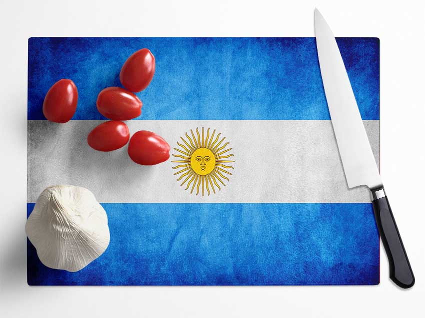 Argentina Flag Glass Chopping Board