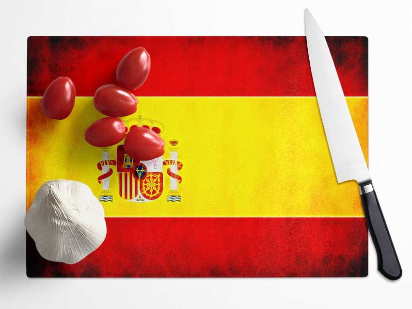 Spanish Flag Glass Chopping Board