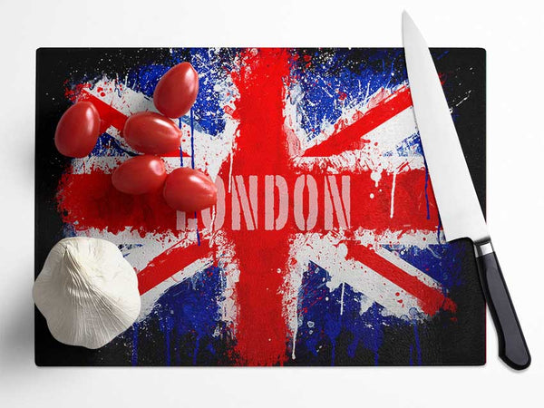 London Uk Flag Glass Chopping Board