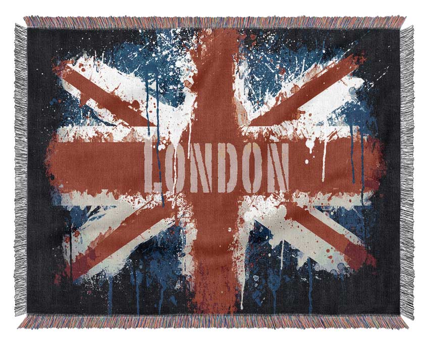 London Uk Flag Woven Blanket