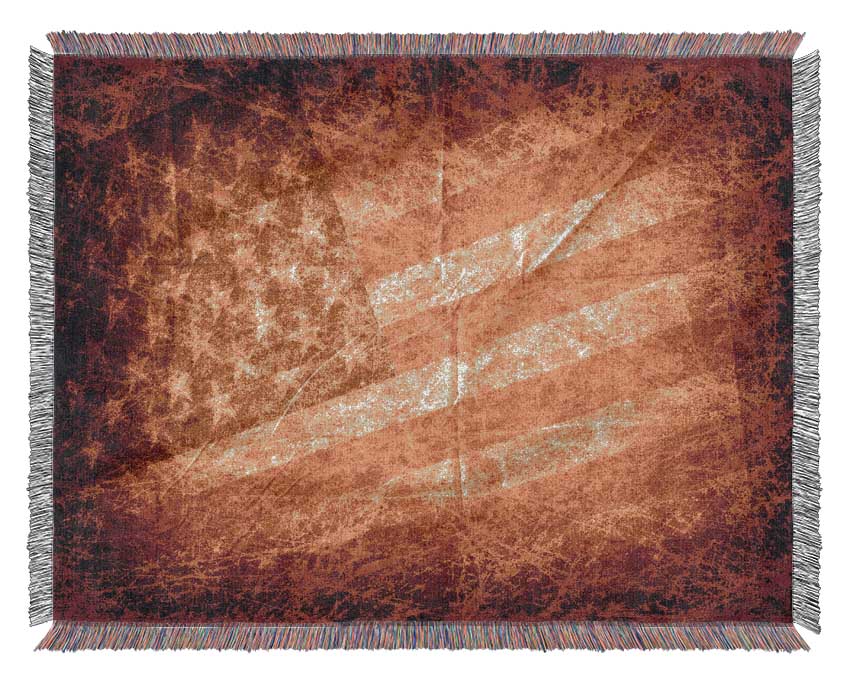 Stars And Stripes Grunge Woven Blanket
