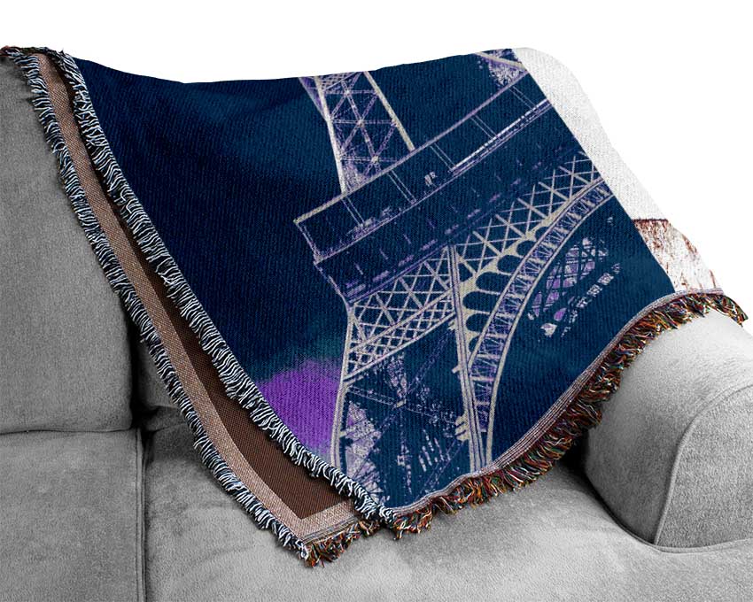 Eiffel Tower French Colours Woven Blanket