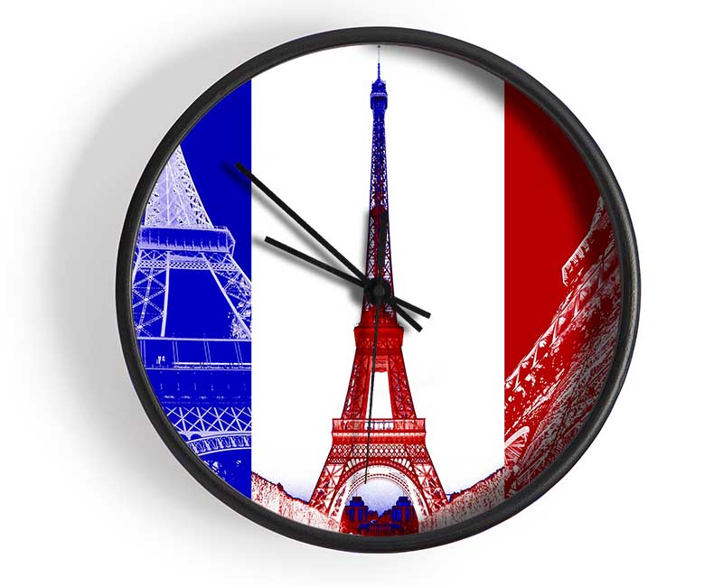 Eiffel Tower French Colours Clock - Wallart-Direct UK