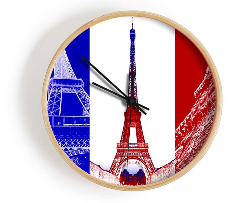 Eiffel Tower French Colours Clock - Wallart-Direct UK