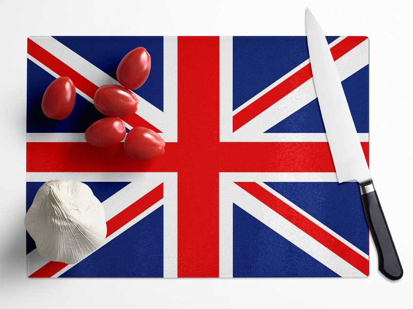 British Straight Flag Glass Chopping Board