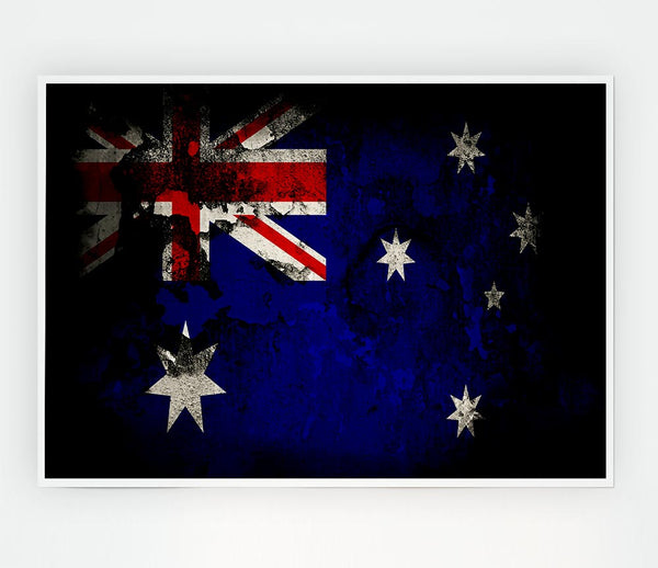 Australian Flag Grunge Print Poster Wall Art