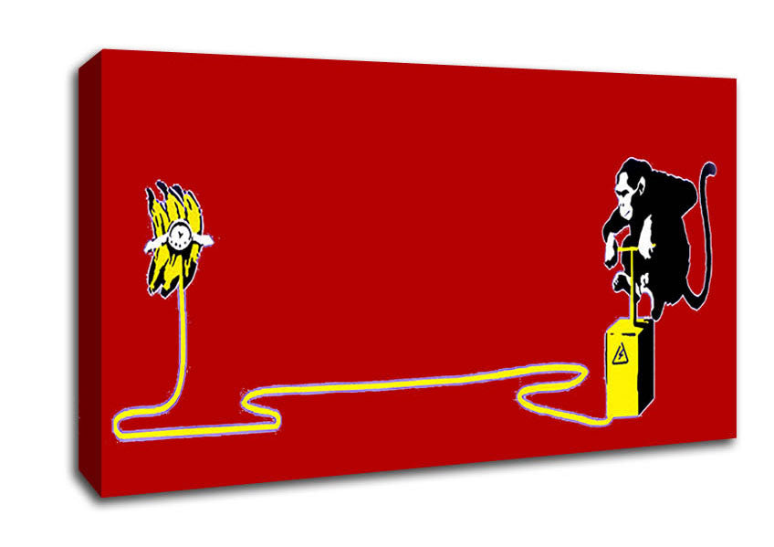 Picture of Banana Monkey Detonator Red Wide Canvas Wall Art