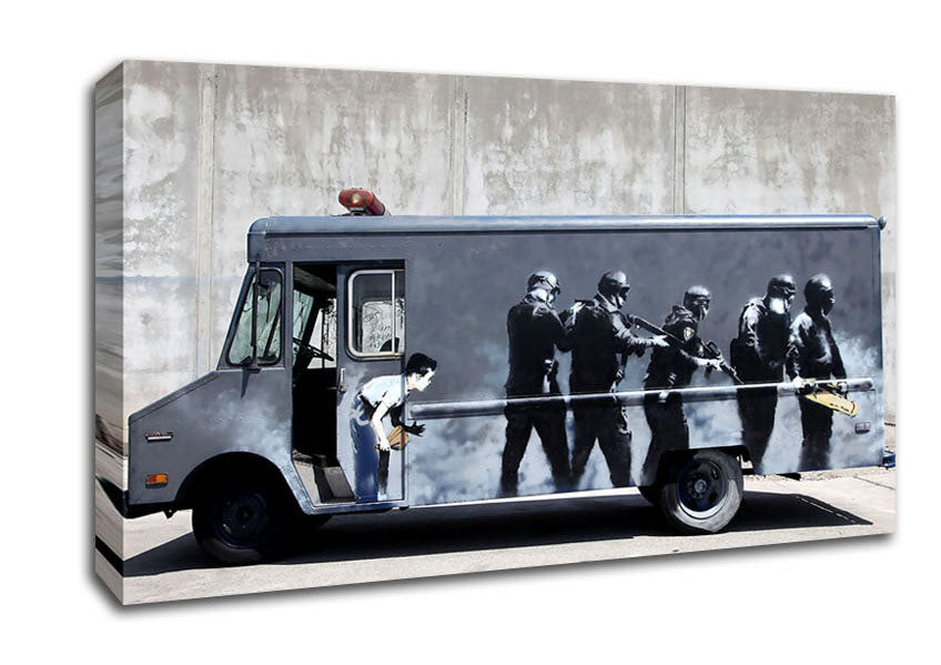 Picture of Banksy Swat Truck Wide Canvas Wall Art
