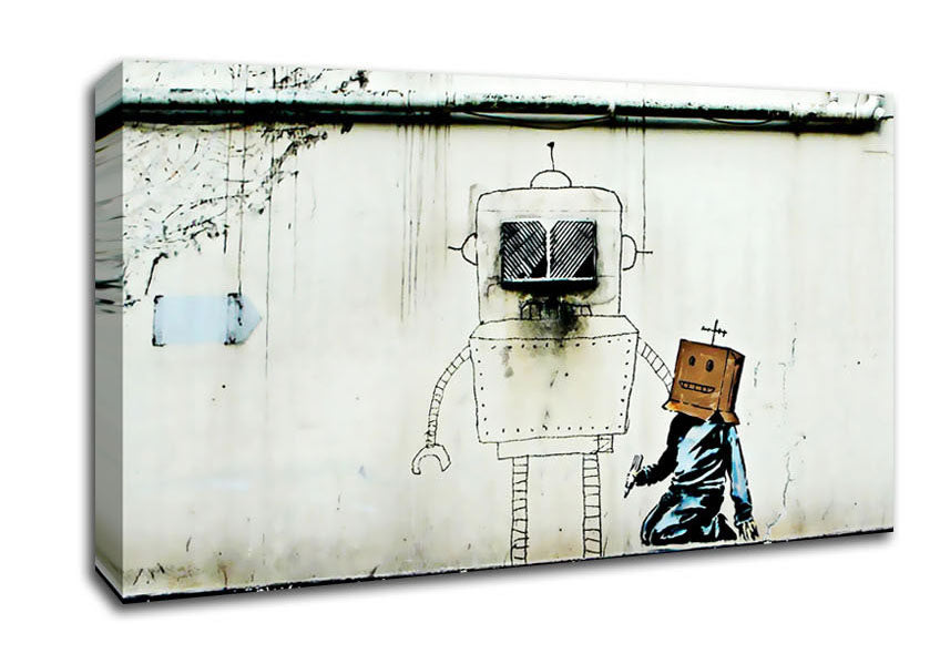 Picture of Box Head Robot Wide Canvas Wall Art