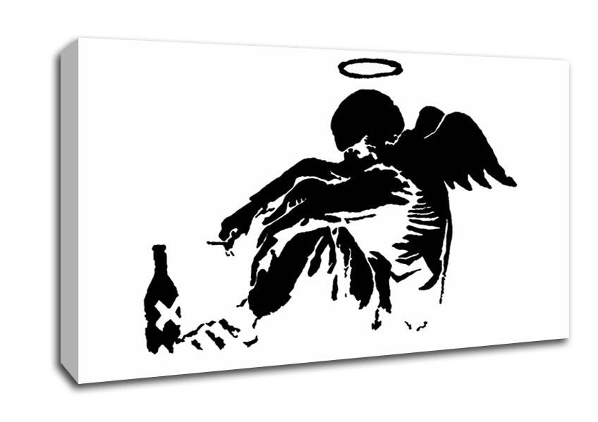 Picture of Fallen Angel Black White Wide Canvas Wall Art