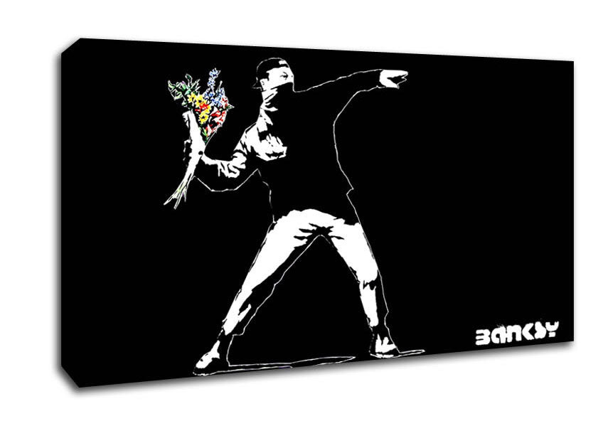 Picture of Flower Thrower Black Wide Canvas Wall Art
