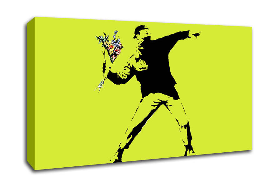 Picture of Flower Thrower Lime Green Wide Canvas Wall Art