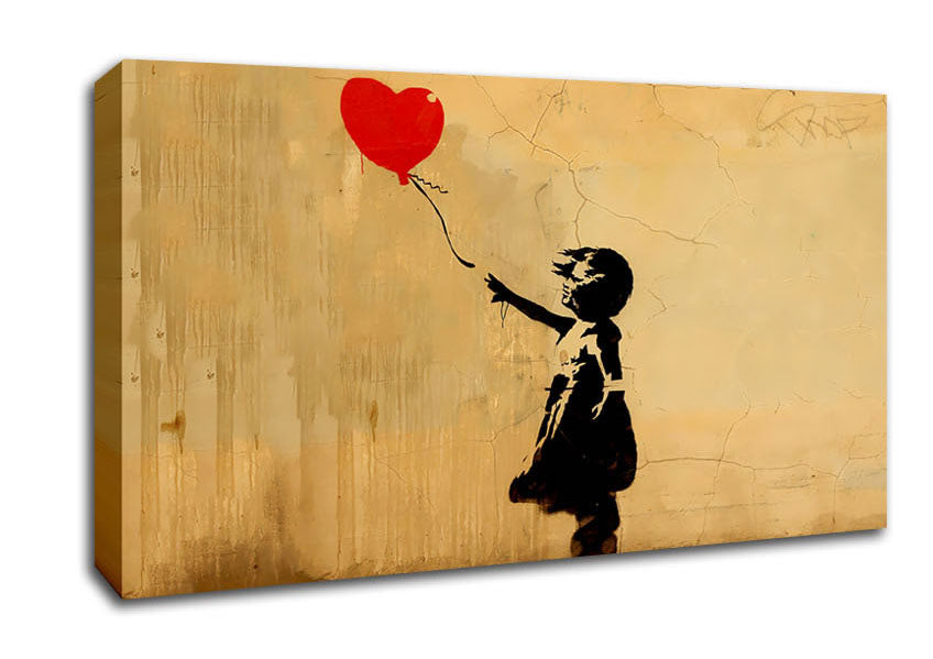 Picture of Love Heart Balloon Left Wide Canvas Wall Art