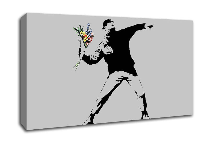 Picture of Peaceful Warrior Grey Wide Canvas Wall Art
