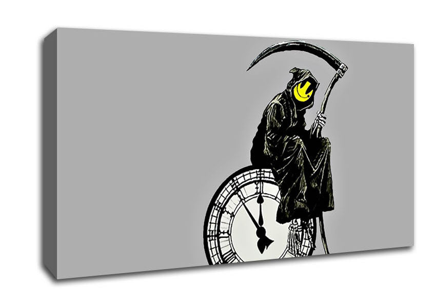 Picture of Smiley Face Reaper Times Up Wide Canvas Wall Art